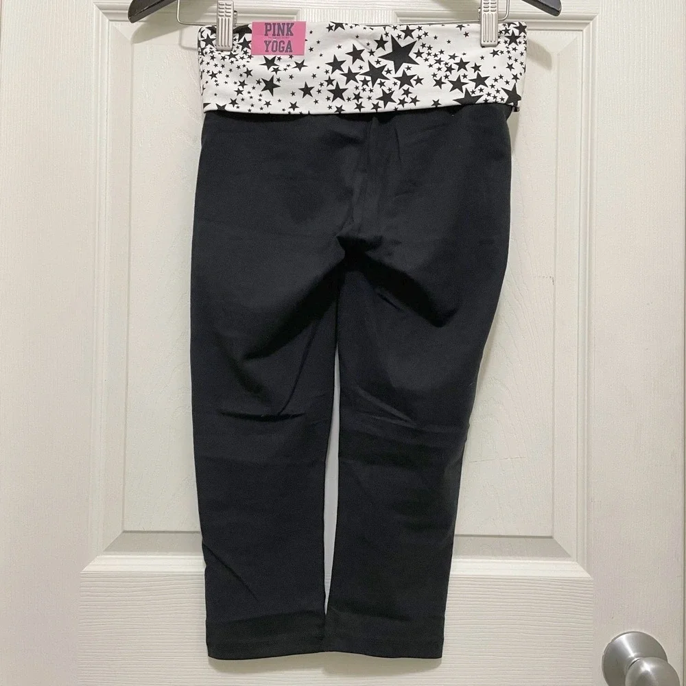 Victorias Secret PINK Foldover Capri Leggings Black White NWT Y2K Stars‎ XS 2012